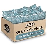 FOOD crew 250x Weihnachtsglückskekse mit Zimt Geschmack - Glückskekse Weihnachten - Süßigkeiten - Gebäck Einzeln Verpackt mit deutschen Sprüchen - Vegan - Made in Germany