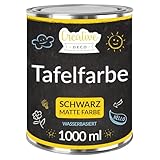 Creative Deco Schwarz Wandfarbe Kreidefarbe Tafelfarbe | 1000ml | 10 m² / 1L Effizient | Matt Farbe für Möbel, Holz, Metall, Glas | Wasserbasis Ungiftig | Kreideschreiben und Zeichnen