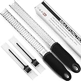 Zaxiva Zester Reibe 2er Set, Edelstahl Käsereibe, Parmesanreibe, Zitronenreibe, Muskatnuss Reibe, Küchenreibe mit Schutzabdeckung, rutschfestem Silikongriff, spülmaschinenfest, vielseitig einsetzbar