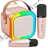 [2024] Karaoke Maschine mit 2 Karaoke Mikrofonen für Kinder Erwachsene: Wowstar Karaoke Anlage mit 2 Mikrofonen - Mini Karaoke Maschine - Bluetooth Lautsprecher Karaoke Box Set - Geschenke für Mädchen