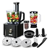 TopStrong Küchenmaschine 1100W,Küchenmaschine Multifunktions,11 Funktionen Food Chopper Prozessor,3,2L Bowl &1,5L Behälter,Mini-Zerkleinerer,Upgrade Schneidescheibe,Zitruspresse,Knethacken