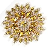 Kristall-Glas-Strass-Dekoration, DIY, Kleidung, Schuhbeutel, Damen-Zubehör, 11 cm (Kristall-Gelbgold-Basis)