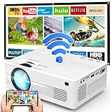 Beamer, Mini Beamer 5G WiFi 2024 Upgraded 9000L Tragbarer Projektor, Beamer 1080P Unterstützt, Multimedia Outdoor Heimkino Filmprojektor, Kompatibel mit HDMI/USB/TV Stick/Smartphone/Laptop