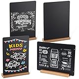 BESTOOL 4 Stück Kreidetafel, Tisch Kreidetafel mit Sockel Doppelseitige Buffet Schilder Preisschilder Aufsteller Getränkekarte für Geburtstag Hochzeit Bar Café, 22 x 30cm