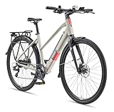 TELEFUNKEN E-Bike Damen 28 Zoll, Elektrofahrrad Hinterradmotor, 7-Gang Kettenschaltung, Hydr. Scheibenbremsen - Pedelec Urban-Bike, inkl. Fahrradschloss, UH210