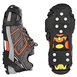 DAFROH Steigeisen, 10 Zähne Spikes Grödel für Schuhe Wanderschuhe Bergschuhe auf Winter EIS Schnee, Schuhspikes Ice Schuhkrallen Eisspikes Wandern [Edelstahl-Spikes] (M: EU 35-39)