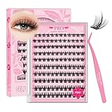 Selbstklebend Wimpern 120Stück Selbstklebende Einzelne Wimpern DIY Wimpernverlängerung Wiederverwendbar Kein Kleber(Peony,D-10-16mix)