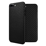 doupi UltraSlim Hülle kompatibel für iPhone 8 Plus / 7 Plus (5,5 Zoll), Carbon Fiber Look Kohlefaser Optik Ultra Dünn Handyhülle Cover Bumper Schutz Schale Hard Case Schutzhülle, schwarz