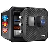 Master Lock FPW082FTCML zertifizierter feuerfester und wasserdichter Tresor, 23L, 417 x 348 x 478 mm, Digitale Kombination mit beleuchtetem Tastenfeld, für Heim und Beruf, Schwarz, 22L