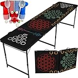 MYBEERPONG® Bier Pong “Multigame“ Trinkspiel Tisch | inkl. 69 teiliges Bierpong Becher Set & Tischtennisbälle | 5 Partyspiele mit Zubehör kombiniert