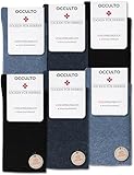 Occulto Socken Herren ohne Naht ohne Gummibund Baumwolle 6er Pack (Modell: Oliver) Blau Mix 43-46