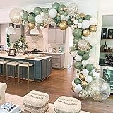 Ballons Girlande Grün, Luftballons Girlande Salbei Grün Geld, Luftballons Geburtstag Hochzeit, Olive Grün Gold Ballons, Sage Green Hochzeit Set für Baby Shower, Babyparty, Brautparty, Geburtstag Deko