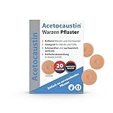 Acetocaustin Warzen Pflaster | Entfernt Warzen und Dornwarzen | Warzenbehandlung für Hände und Füße | Schmerzfrei | 20 Pflaster