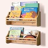 MOFASVIGI Kinderzimmer-Bücherregal, 2er-Set, Bücherregal-Organizer, schwimmendes Baby-Bücherregal, Wandregale, Spielzeug-Hänge-Organizer für Kinder, Kinderzimmer, Dekoration, 40,6 cm (Holz)