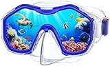 JEMULICE Taucherbrille Kinder, Schwimmbrille Schnorchelmaske für Jungen Mädchen, Tauchmaske mit Nasenabdeckung 180° Panorama HD Anti Nebel Anti-Leck Taucherbrille für Kinder 4-16 Jahre