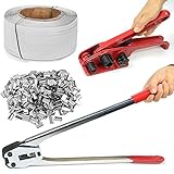 Manuelles Umreifungsset, Verpackungsmaschine incl.Versiegelung Spanngerät für Spanner PP/PET Kunststoffspanner Umreifungsband Kit, (Verpackungsbandband12mm x 1000m)