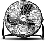 OZAVO Standventilator, Windmaschine ⌀35 cm mit 3 Laufgeschwindigkeiten, Bodenventilator Power, Tischventilator Metall, Luftkühler, verstellbare Neigungswinkel, 50W, Schwarz