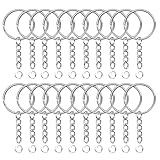 Schlüsselanhänger mit kette 20 Stück 25mm Schlüsselring set Schlüsselring mit kette offene Binderinge Schlüsselring Ring Bastel Set für Schlüssel Schmuckherstellung (Silber-20pcs)