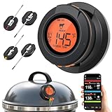 Smartes Bluetooth Fleischthermometer Grill mit 4 Sonden & App - Digitaler Kerntemperaturmesser für Steak, Kabellos Bratenthermometer mit Präzisionsmessung (0-400°C) für Smoker und Grill