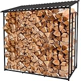 heidenfeld Brennholzregal BR100 185x70x185cm | Kaminholzregal - Holzlager - Kaminholzlager mit Dach - Holzregal - Feuerholzregal (Regal 185x70x185cm)