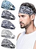 AWUMBUK Sport Stirnband Herren 5 Pcs Schweißband Stirn, Stretchy Haarband Schweißabsorption Atmungsaktiv Haarreif Männer Geeignet Für Bewegung, Fitness, Laufen