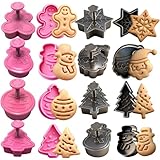 ZHOUHON Weihnachtsausstecher Set, 8 Stück 3D Keksausstecher mit Stempel, Plätzchenformen für Tortendeko & Fondant (Weihnachten -A)