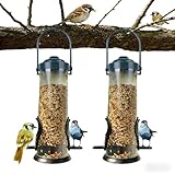 2 Stück Futtersäule Für Vögel, Kompakte Vogelfuttersäule, Vogelfutterspender Zum Aufhängen Mit 2 Futteröffnungen, Futterspender Für Wildvögel, Für Garten Hinterhof Außendekoration Lockt Wildfinken