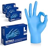 The Real Touch Einweghandschuhe, Blau Nitrilhandschuhe - Box mit 100 Stück, Einmalhandschuhe Puderfrei und Latexfrei, Nitril Handschuhe Einweg für Küche und Reinigung (Blau, L)