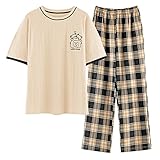 GOSO Mädchen Pyjamas Set Rundhalsausschnitt Pullover Weich Kurzarm Oberteil Lange Hose Nachtwäsche Mädchen Loungewear PJ Set