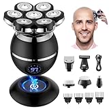 ETENTOUS Glatzen Rasierer Herren Elektrisch, 7D Elektrorasierer Herren -6 in 1 Kopfrasierer für Männer mit Glatze IPX7 Wasserdicht Bart Nasenhaar Trimmer Pflege Kit -Nass&Trocken-Kopfrasierer Glatze.