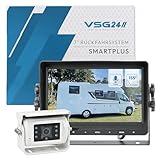 VSG24 7“ SMARTPLUS Premium Rückfahrkamera für Wohnmobile & Wohnwagen Kamera Set inkl. 20m Kabel, Bildschirm, Nachtsicht, 155° Winkel, 12-24 V, IP68 zum nachrüsten hinten Rückfahrhilfe KFZ