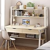 Moderner Computertisch mit Stall und Bücherregal, Home-Office, Schreibtisch mit Schublade, geräumiger Arbeitsplatz für kleine Räume, einfache Montage, 119,4 x 61 x 73,7 cm, Holzschreibtisch
