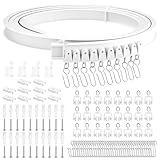 Flexible Decken-Vorhangschiene Deckenmontage, 3 Meter Biegbare Gardinenschiene mit stummen Rollen, Curtain Rail für Vorhänge Duschvorhang Krankenhaus Wohnmobil Raumteiler Vorhang Schienensystem