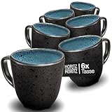 Moritz & Moritz ORGANIC Kaffeetassen Set 6er - Kaffeebecher Set Blau aus robustem Steinzeug mit einzigartigem Farbverlauf - Spülmaschinengeeignetes Tassenset