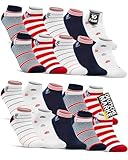10 Paar Damen Sneaker Socken Mehrfarbig Streifen Punkte Herzen Maritim Baumwolle 36828 WP (35-38)