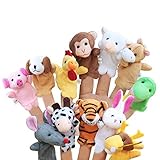 LIMEOW Finger-Puppen Set Fur Kinder Familie Fingerpuppen Set Finger Plüschtier Fingerpuppen Spielzeug Baby Fingerpuppen Set Kleine Tier Fingerpuppe für Geburtstag Kinder Taufe Babyparty（12 insgesamt）