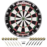 WIN.MAX Dartscheibe Kork Dartscheibe mit Pfeilen Offizielles Steeldartscheibe Steeldart Set 12 Dartpfeile Metallspitze,24 Flights