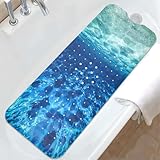 Meerwasser-Badewannenmatte, rutschfest, Ozeanwellen, Baby-Badematten für Badezimmer, rutschfeste Duschmatten für Innendusche, Unterwasser-Badematte mit Saug- und Abflusslöchern, maschinenwaschbar
