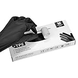Gedikum Schwarze Einmalhandschuhe TPE puderfrei & latexfrei, Handschuhe (100, M)