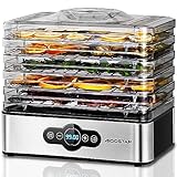 Aigostar Crispy - Dörrautomat, Dörrgerät mit Temperaturregler, 240W, 35-70°C, 99h-Timer, 5 Einlegefächer, Dörrautomat Edelstahl für Fleisch, Obst, Gemüse, Dehydrator - BPA frei