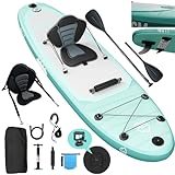 Devoko Stand Up Paddling Board, Aufblasbares SUP Board 330cm *80cm*15cm, 2-in-1 Stand Up Paddle Mit Sitz und verstellbarem Paddelbrett, Bis 160kg, Ideal zum Surfen, Angeln, Yoga, Hellgrün