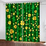 Gualiy Verdunklungsvorhänge Schlafzimmer, Vorhang Blickdicht 102x183cm Kleeblätter Vorhang Gardine Wohnzimmer