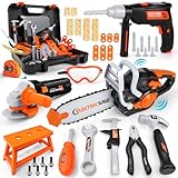 Charmofun Werkzeugkoffer Kinder, Werkzeug Set Kinder mit MotorsäGe & Elektrische Bohrmaschine & Winkelschleifer, Rollenspiel Spielzeug Ab 3 4 5 6 7 8 Jahre Jungen MäDchen (50 Pieces)