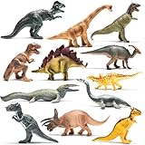 Prextex Groß Dinosaurier-Figuren aus Kunststoff Realistische Optik, Verschiedene Figuren (25 cm Groß), 12 Stück Dinosaurier Set