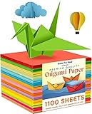 Home Pro Shop Origami Papier - 1100 Blatt Doppelseitiges Bastelpapier in Leuchtenden Farben - Hochwertiges Bastelset Kinder für Kunst- und Bastelprojekte - 15x15 cm Quadratisches Faltpapier