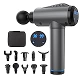 Oryzom Massagepistole mit 30 Geschwindigkeiten/Massage Gun für tiefe Muskelmassage mit bis zu 3600 Impulsen/min / 10 Aufsätze für Nacken, Rücken & Körper/Mit LCD-Touchscreen(Grau)