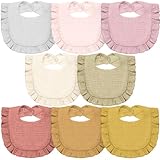 Lictin Musselin Bib für Babys, 8 Stück Moltontücher Baby Lätzchen Sabberlätzchen Baby, Musselin Lätzchen Baby mit Schnappverschluss, Moltontücher Baby Bibs für 0-24 Monat Baby