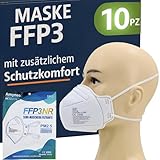 10 FFP3 Mund- und Nasenschutz Maske mit EC Zertifizierung, 5 lagige Maske ohne Ventil, Staub- und Partikelschutzmaske, medizinische Schutzmaske mit hoher BFE-Filtereffizienz ≥ 99, 10 Atemschutzmaske