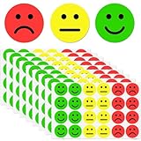 OIGWBPH 1200PCS Smile Aufkleber, Sticker, Smiley Face, Stimmungsaufkleber, Lächeln, Neutral, Traurig, Aufkleber (2,5 cm) (Rot, Gelb, Grün)