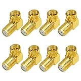 MejaRizon 8 Stück F Stecker Winkel Sat Adapter, F Winkelstecker Winkeladapter 90 Grad Sat F-Adapter F-Buchse 7mm Kupplung Vergoldet, Koaxialkabel F Winkelstecker Winkeladapter, für Antennenkabel